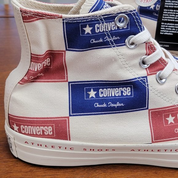 Converse Chuck Taylor All Star Hi Canvas 166500C Egret/Blue/Gym Red Size 7.5 Men - Picture 8 of 11